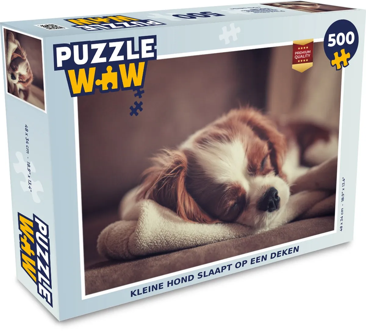 PuzzleWow Legpuzzel Kleine Hond op Deken 500 Stuks