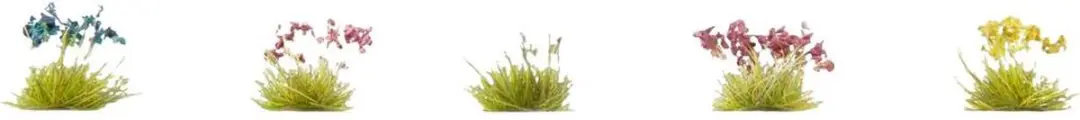 NOCH 6800 Bodembedekkingsset Bloemenweide Rood, Blauw, Geel, Pink, Wit