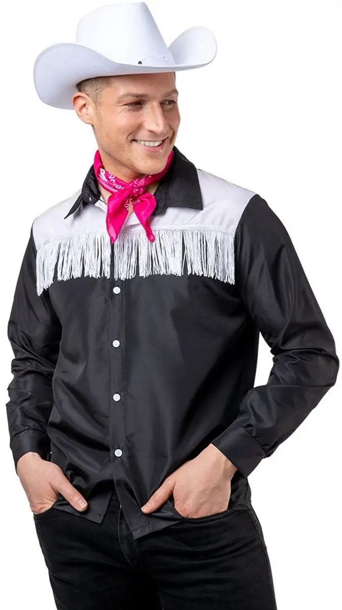 Cowboy blouse Sam heren zwart wit