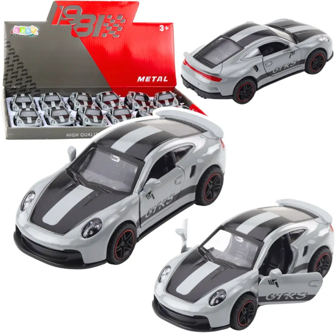 Metalen raceauto met openslaande deuren grijs Gtrs 1:43