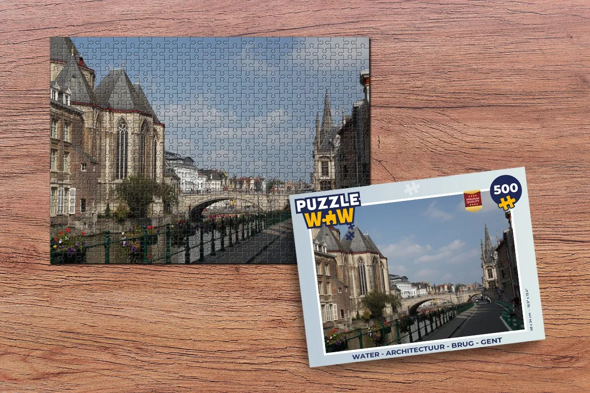 PuzzleWow Architectuur Brug Gent Legpuzzel 500 Stuks - Multicolor