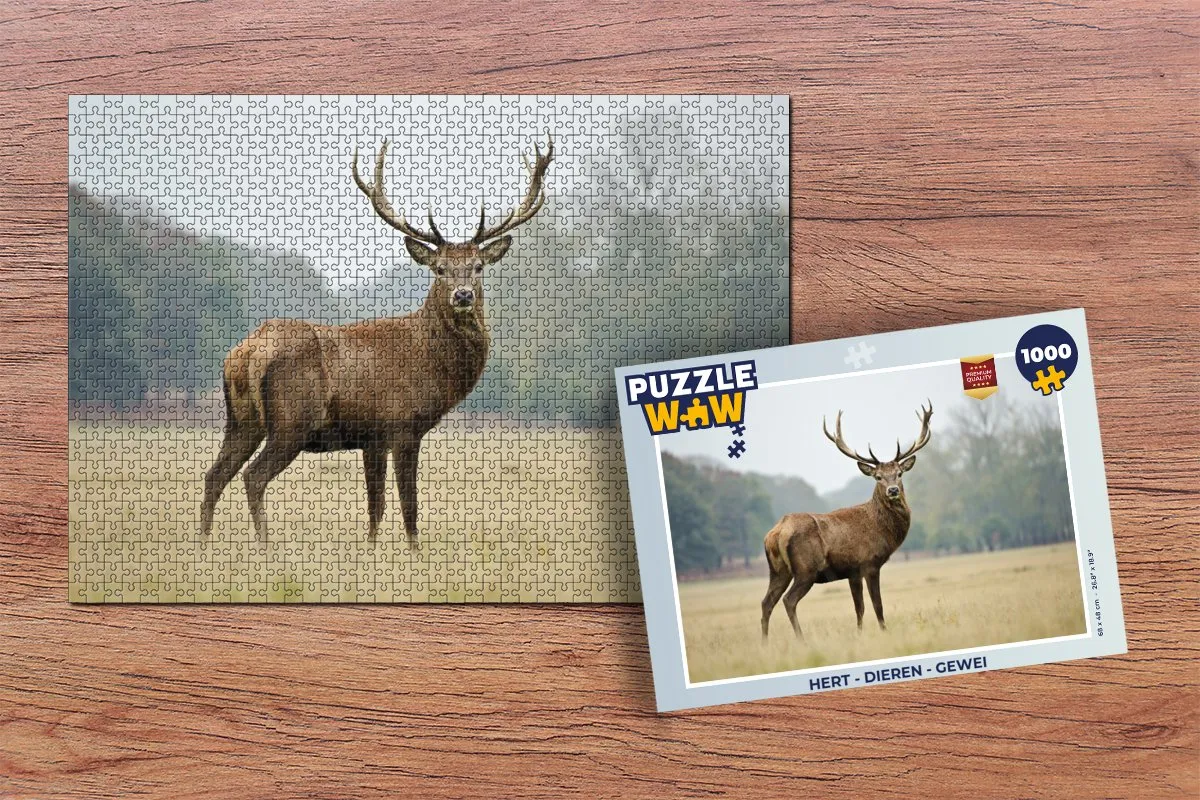 PuzzleWow Hert Dieren Gewei Legpuzzel 1000 Stuks - Multicolor