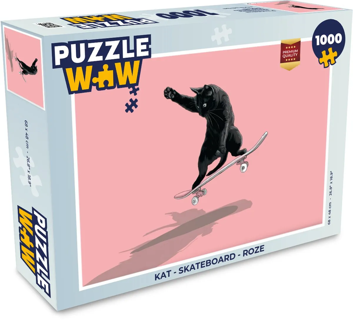 PuzzleWow Kat Skateboard Legpuzzel 1000 Stuks