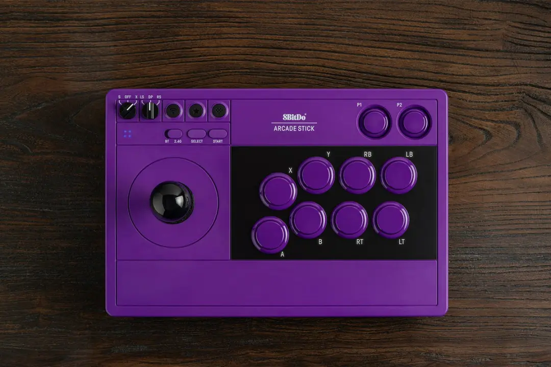 8BitDo Arcade Stick 2.4G - 1000mAh - Paars - afbeelding 3 van 6