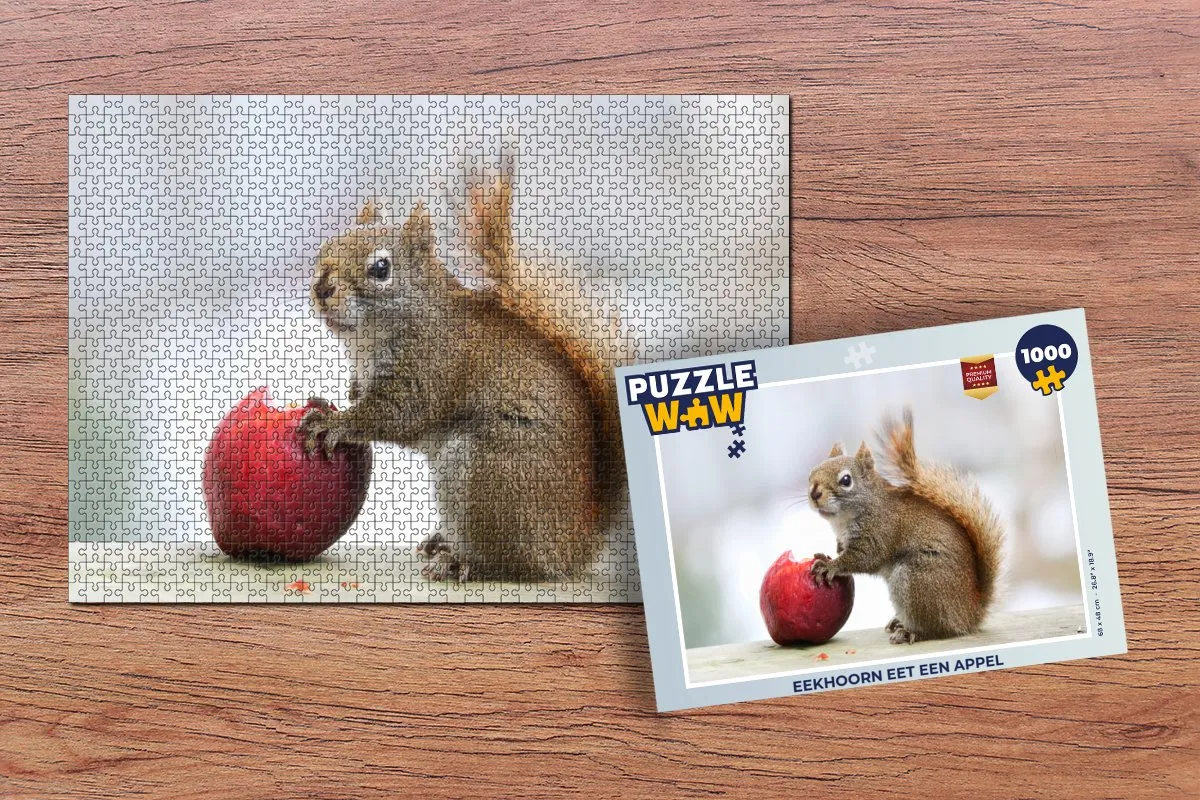PuzzleWow Legpuzzel Eekhoorn eet een appel 1000 Stuks - Multicolor