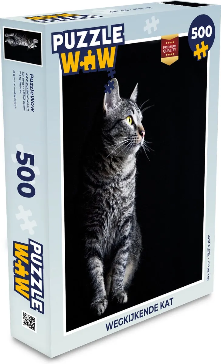 PuzzleWow Wegkijkende Kat Legpuzzel 500 Stuks