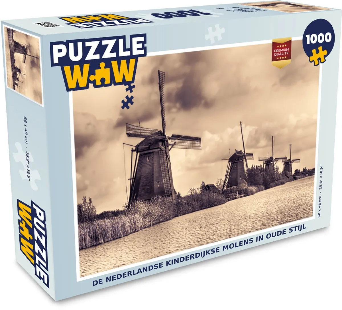 PuzzleWow Molens Water Nederland Legpuzzel 1000 Stuks - Multicolor