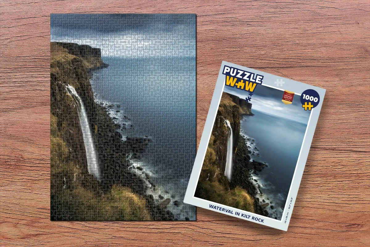 PuzzleWow Waterval in Kilt Rock Legpuzzel 1000 Stuks - Multicolor