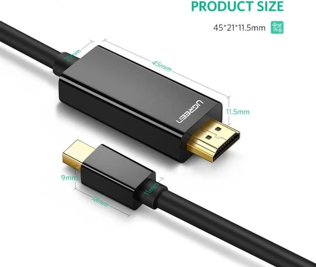 UGREEN MD101 Mini DisplayPort naar HDMI Kabel 4K 1,5m - Zwart - afbeelding 4 van 5