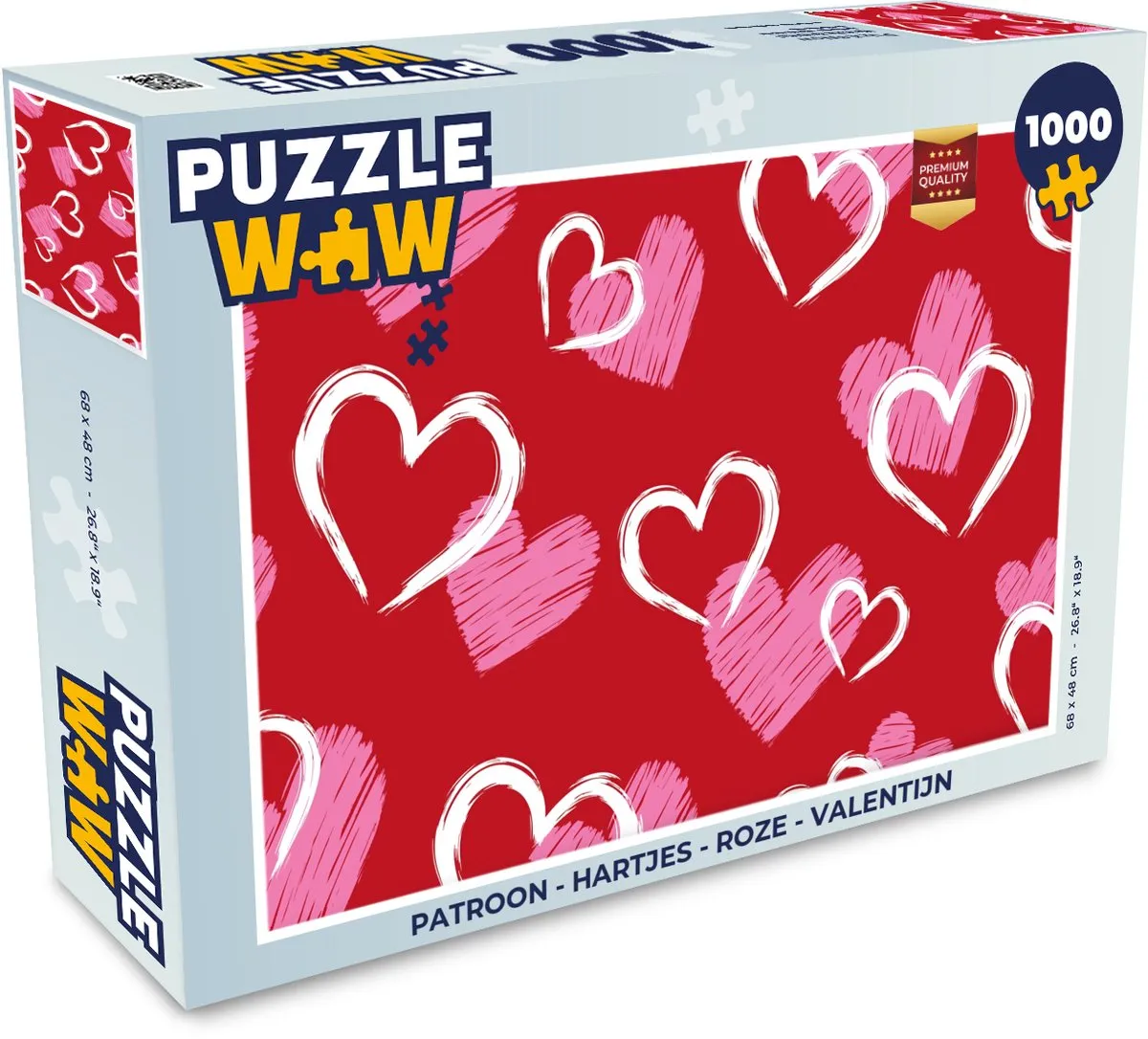 PuzzleWow Legpuzzel Hartjes Roze 1000 Stuks