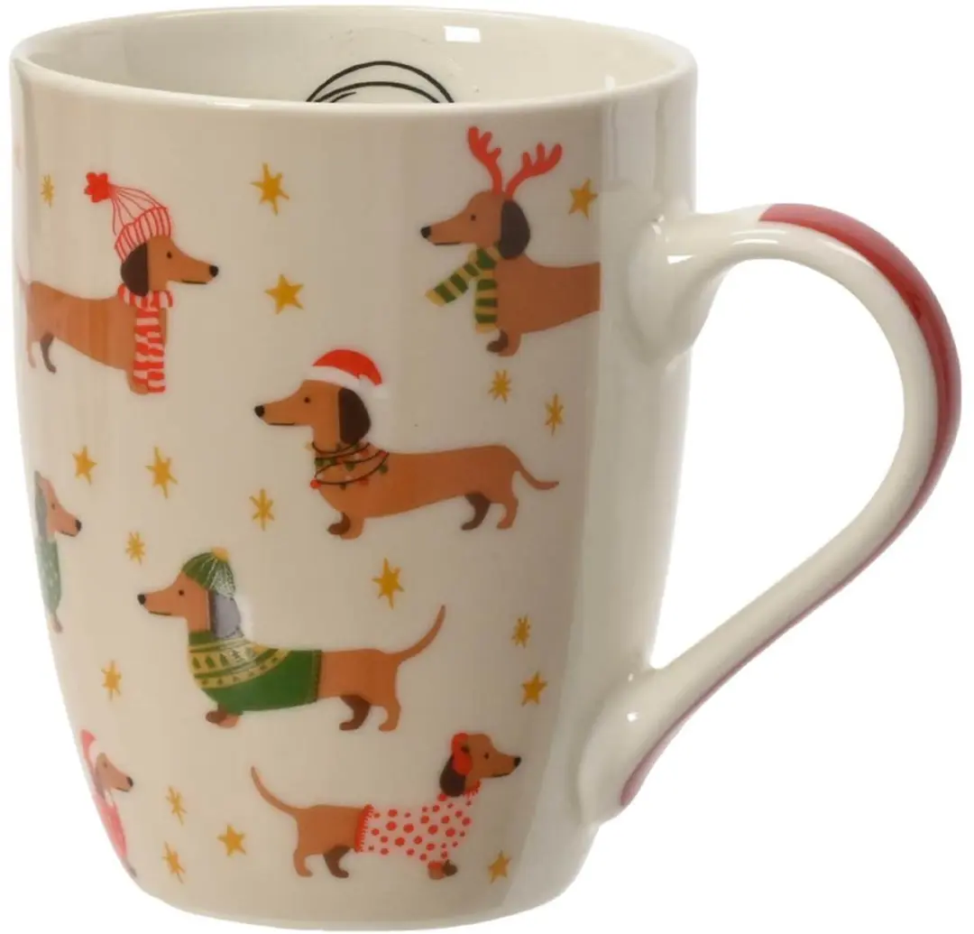 Kaemingk kerstmok teckel beige porselein 0,34 l