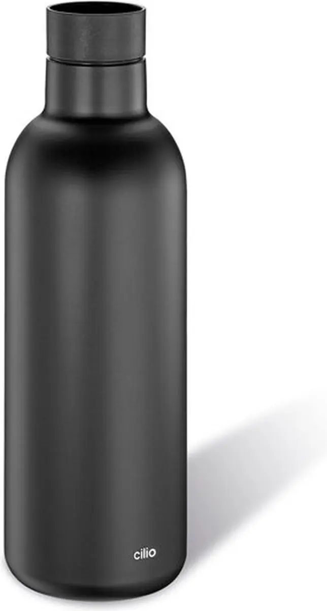 Isoleerfles 650ml mat zwart deluxe Cilio
