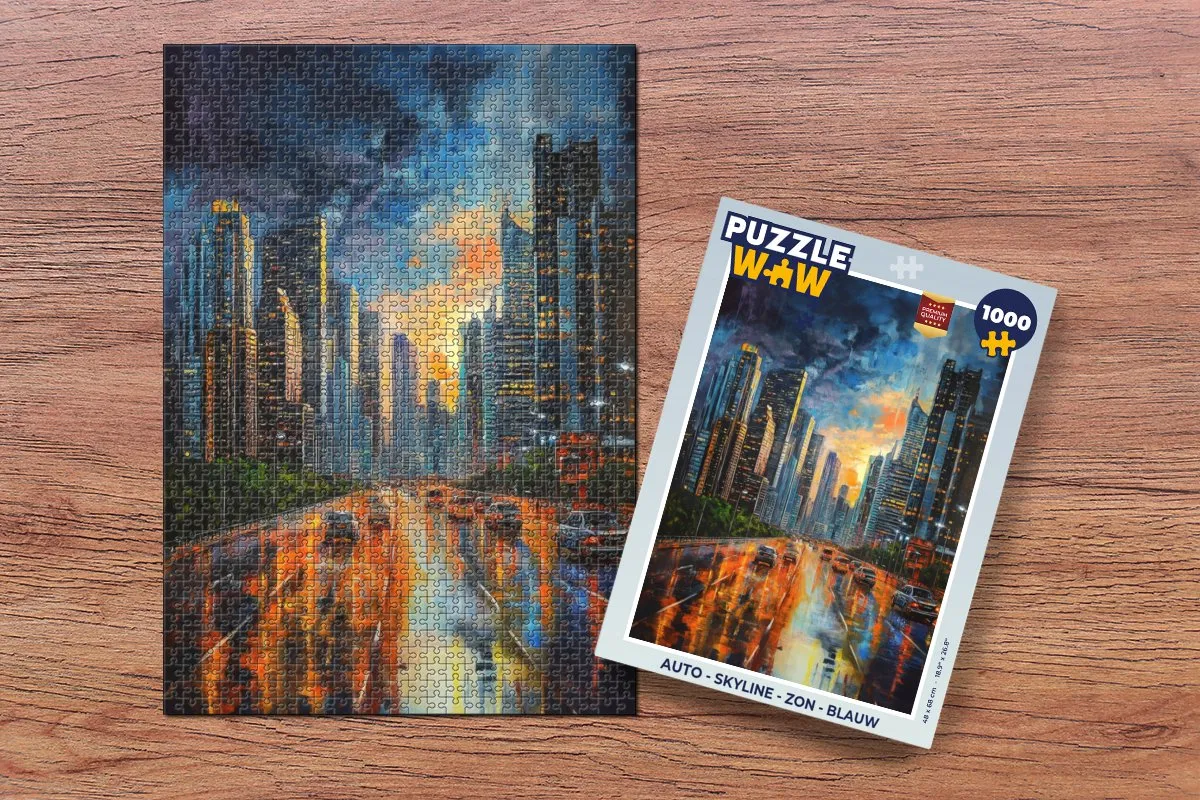 PuzzleWow Skyline Legpuzzel 1000 Stuks - Blauw