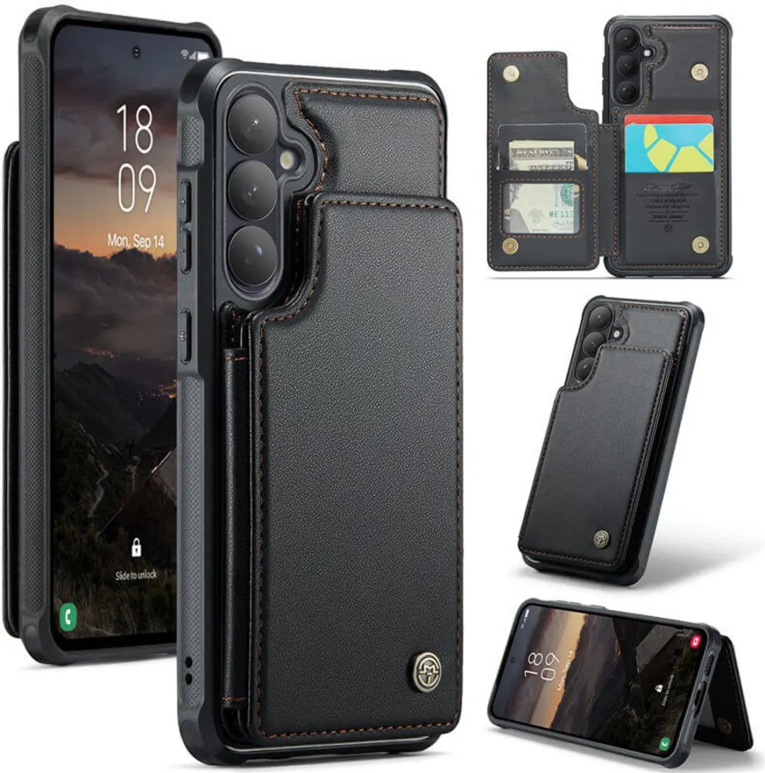 Luxe Portemonnee Backcover met Anti-RFID kaarthouders voor Galaxy S26 _ Zwart