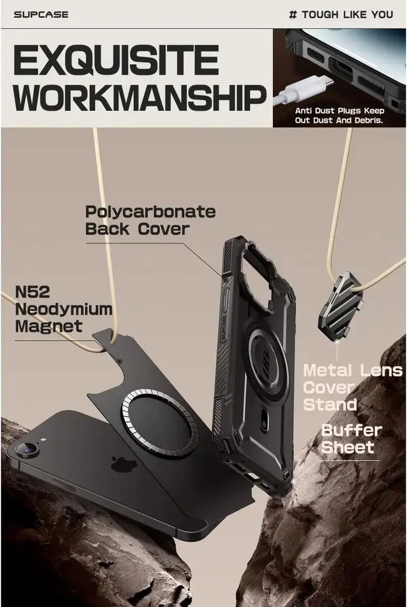 Supcase UB Pro MagXT Hoesje iPhone 16/17 - Zwart