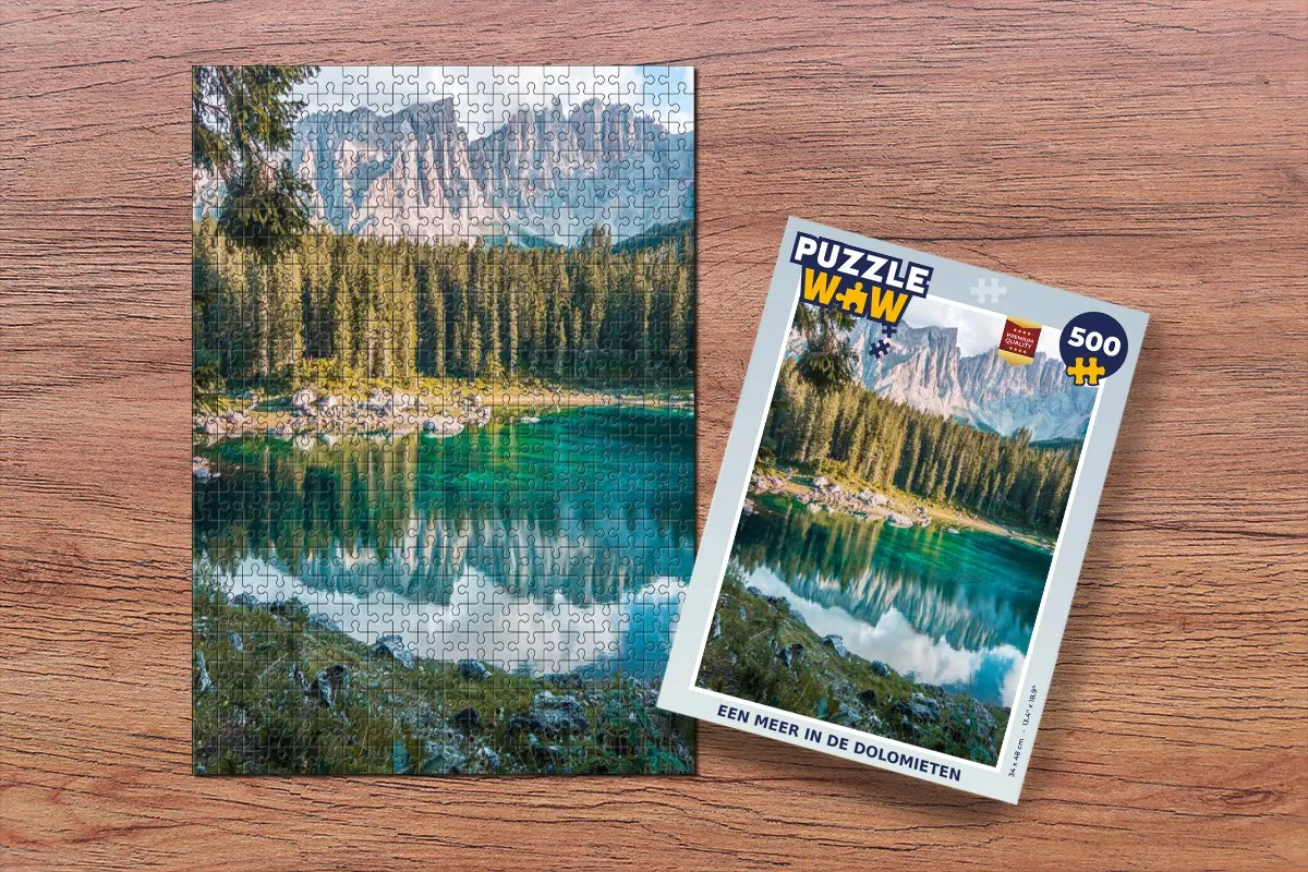PuzzleWow Legpuzzel Een meer in de Dolomieten 500 Stuks - Multicolor