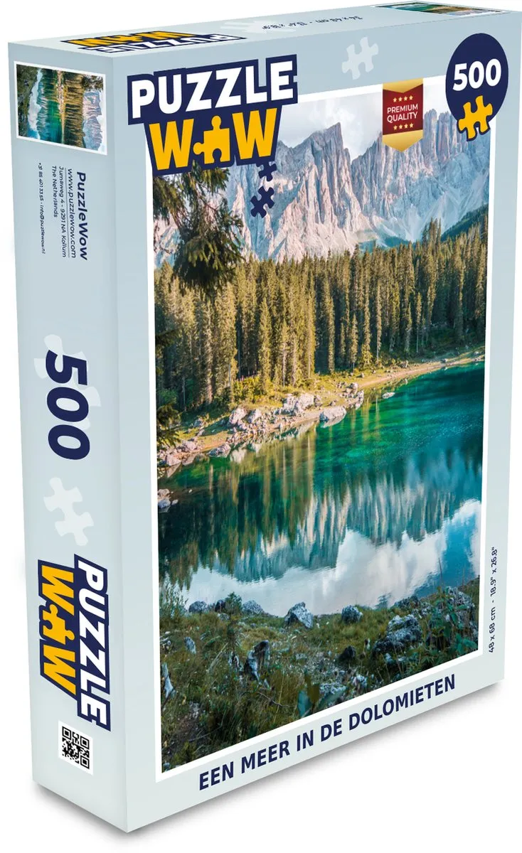 PuzzleWow Legpuzzel Een meer in de Dolomieten 500 Stuks