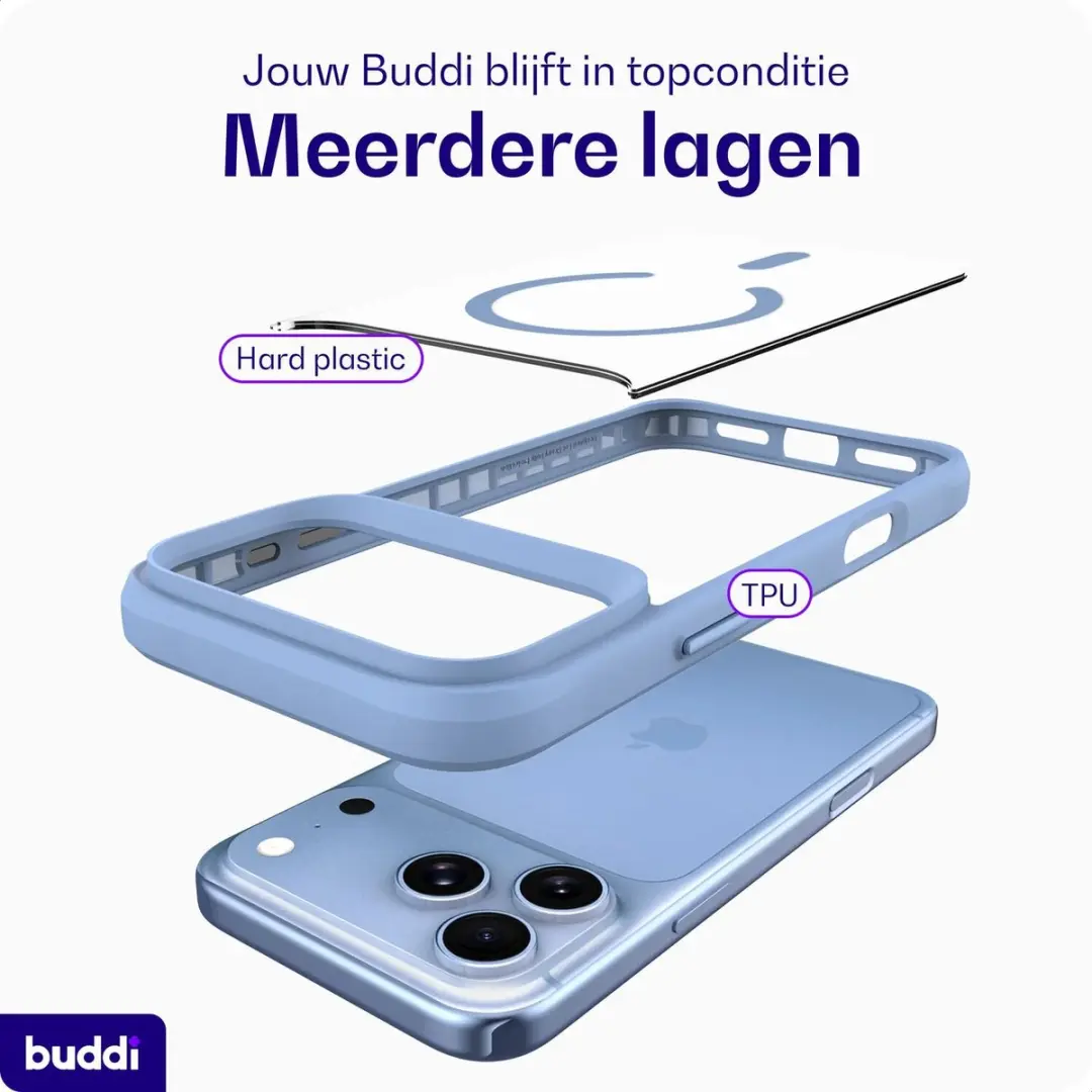 Buddi Hybrid Hoesje iPhone 14 Pro Max - MagSafe Blauw