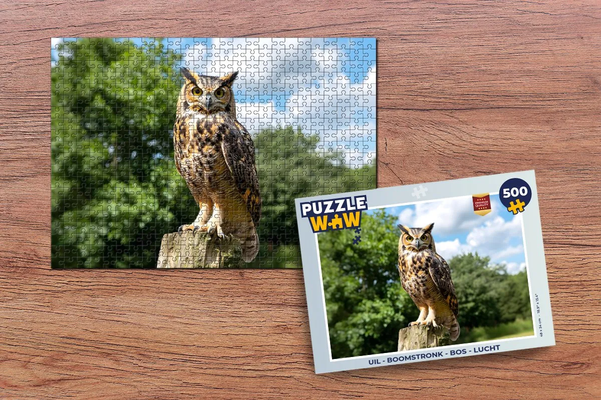 PuzzleWow Uil Boomstronk Bos Lucht Legpuzzel 500 Stuks - Uil