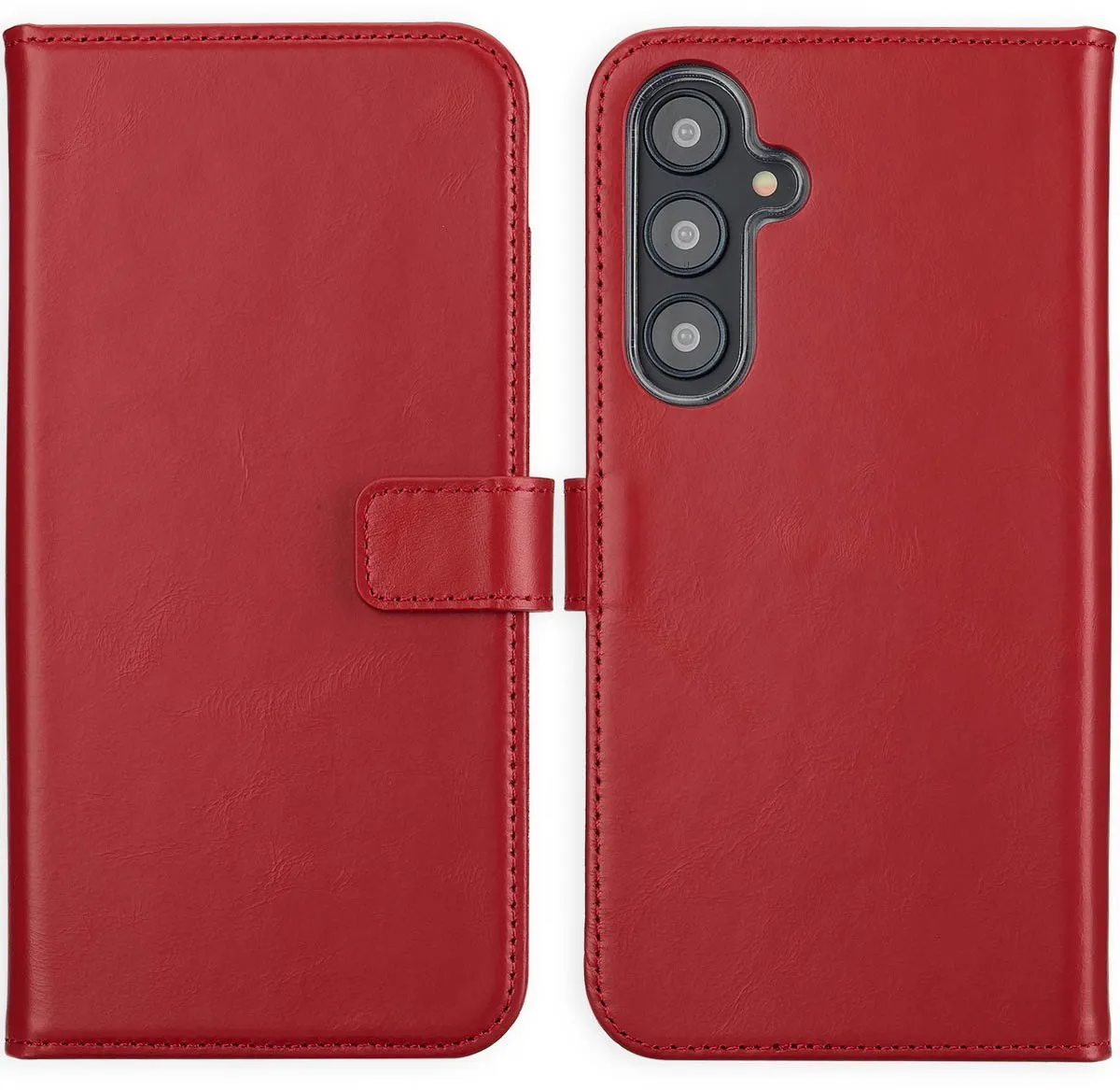 Selencia Hoesje Samsung Galaxy S24 FE - Echt Lederen Bookcase Rood
