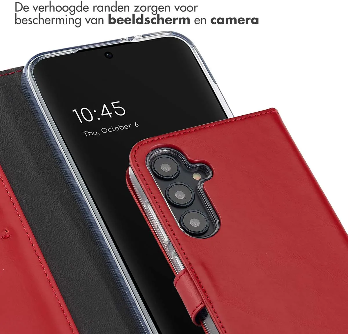 Selencia Hoesje Samsung Galaxy S24 FE - Echt Lederen Bookcase Rood