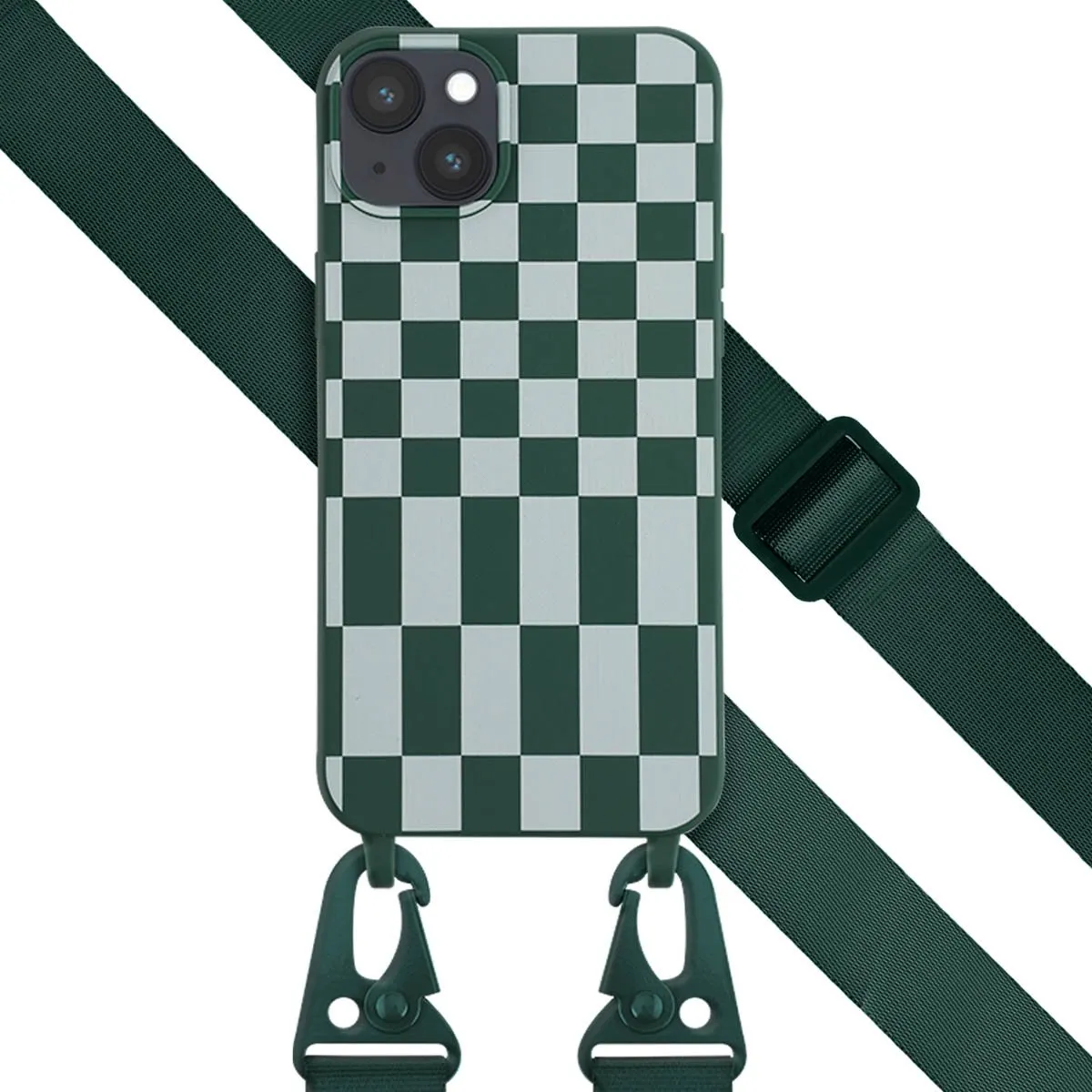Selencia Hoesje iPhone 14 Plus Irregular Check Green