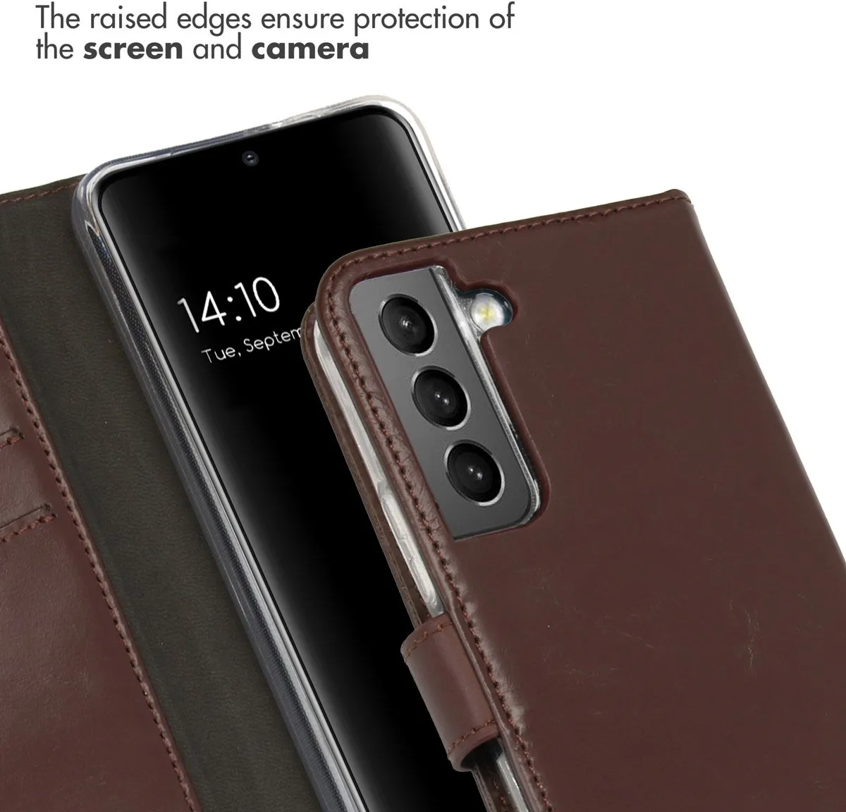 Selencia Hoesje Samsung Galaxy S22 - Echt Lederen Bookcase Bruin