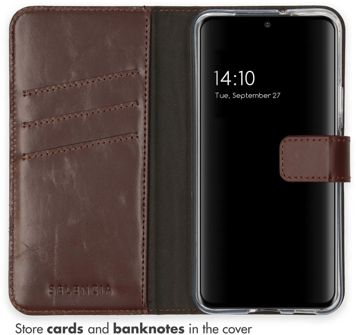 Selencia Hoesje Samsung Galaxy S22 - Echt Lederen Bookcase Bruin
