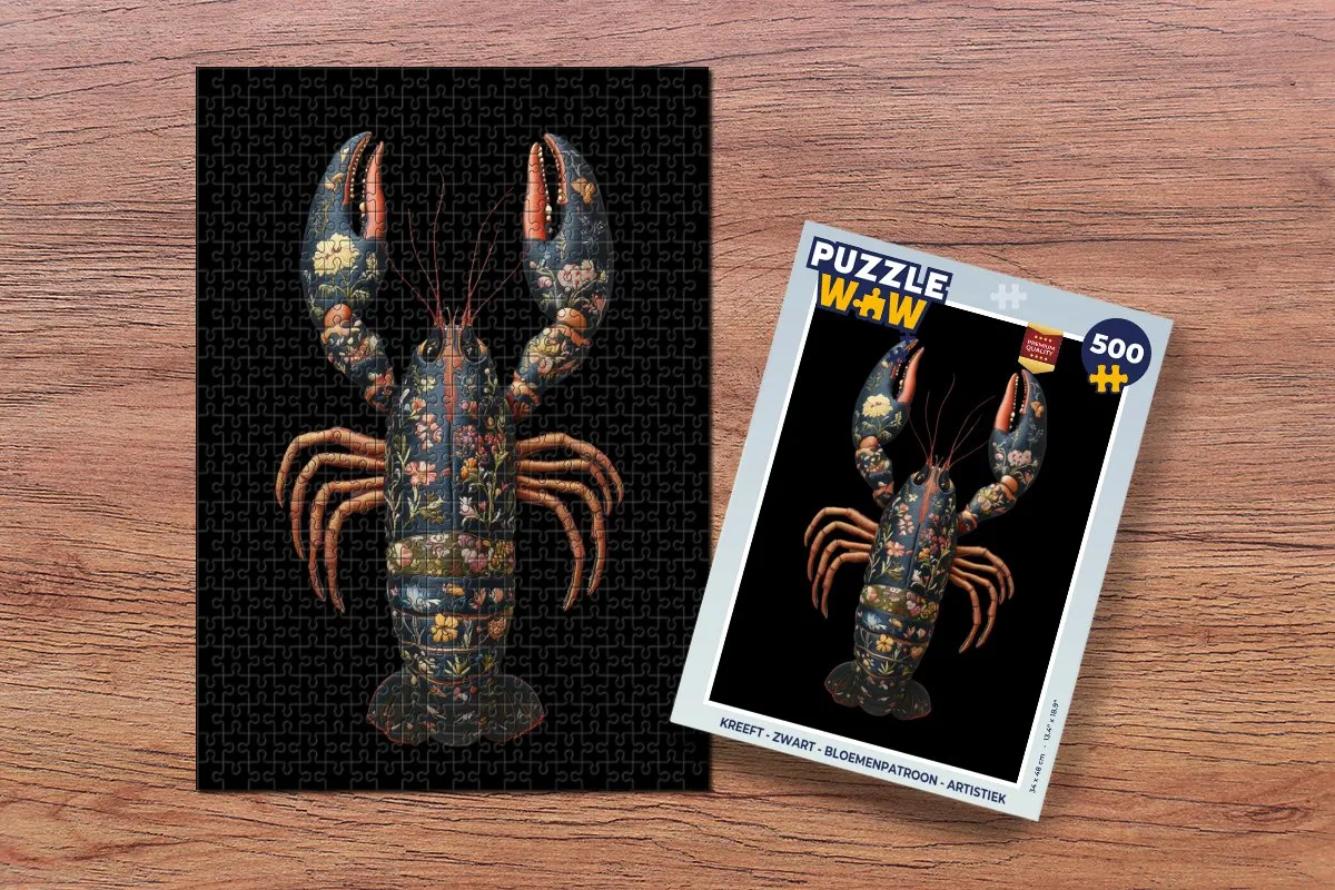 PuzzleWow Kreeft Bloemen Legpuzzel 500 Stuks - Zwart