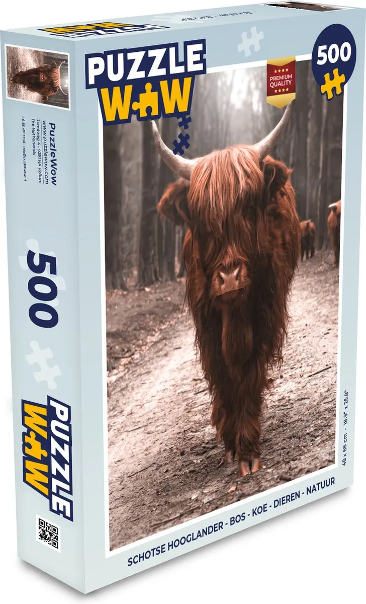 PuzzleWow Schotse Hooglander Legpuzzel 500 Stuks - Multicolor