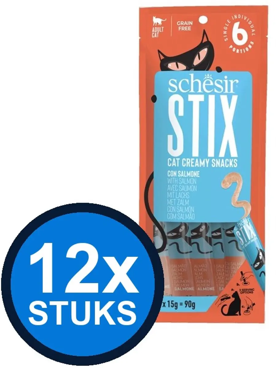 12x Schesir Stix kat zalm 6x15gr
