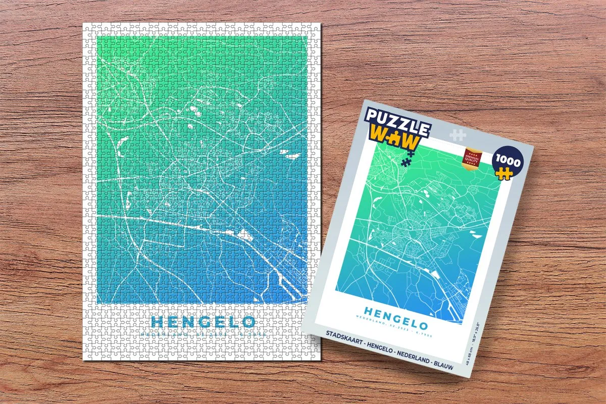 PuzzleWow Hengelo Legpuzzel 1000 Stuks - Stadskaart Nederland