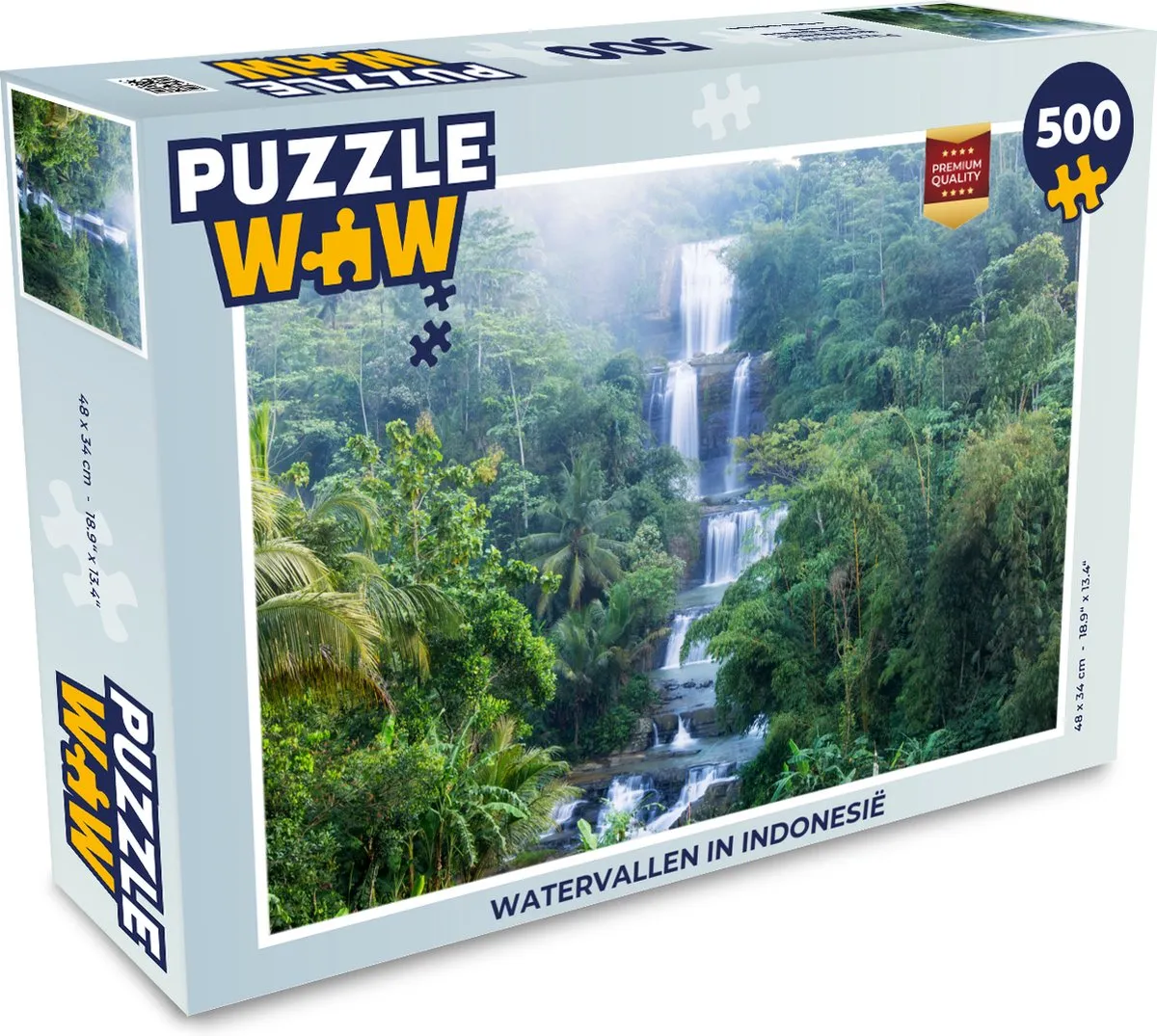 PuzzleWow Legpuzzel Watervallen in Indonesië 500 Stuks