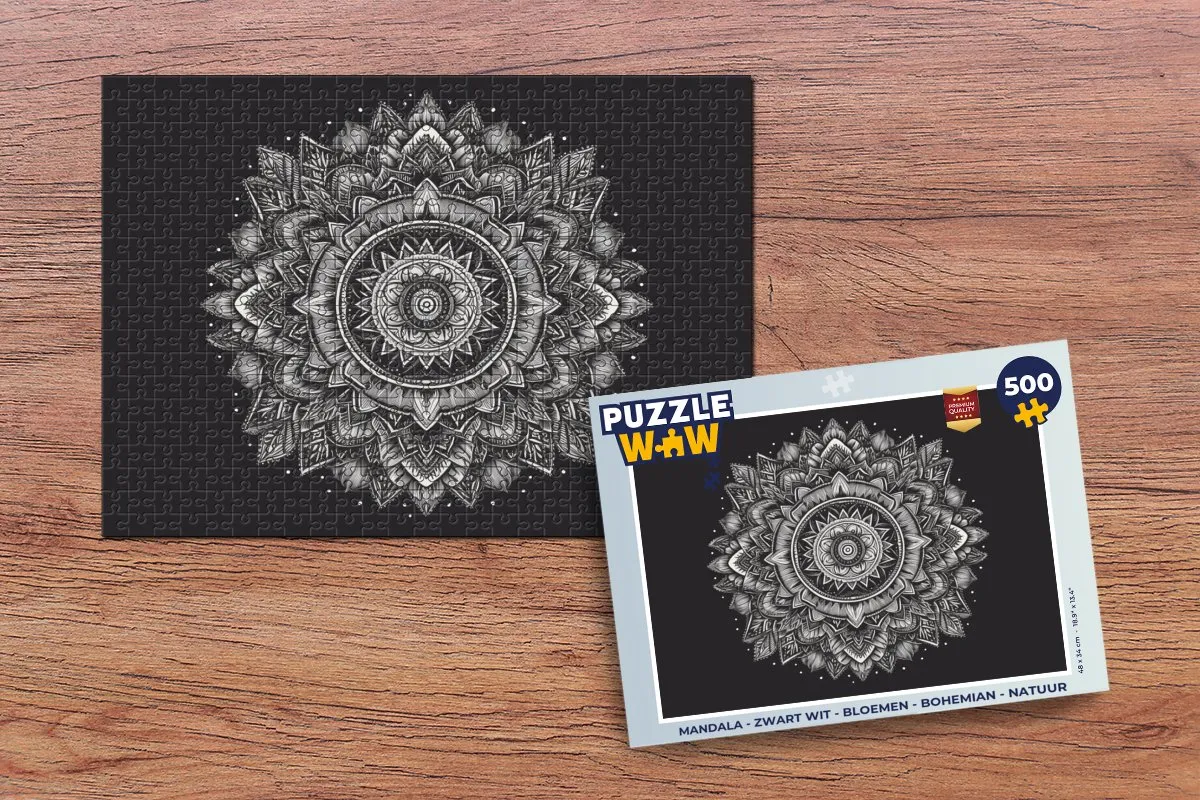 PuzzleWow Mandala Bloemen Puzzel 500 Stuks - Multicolor