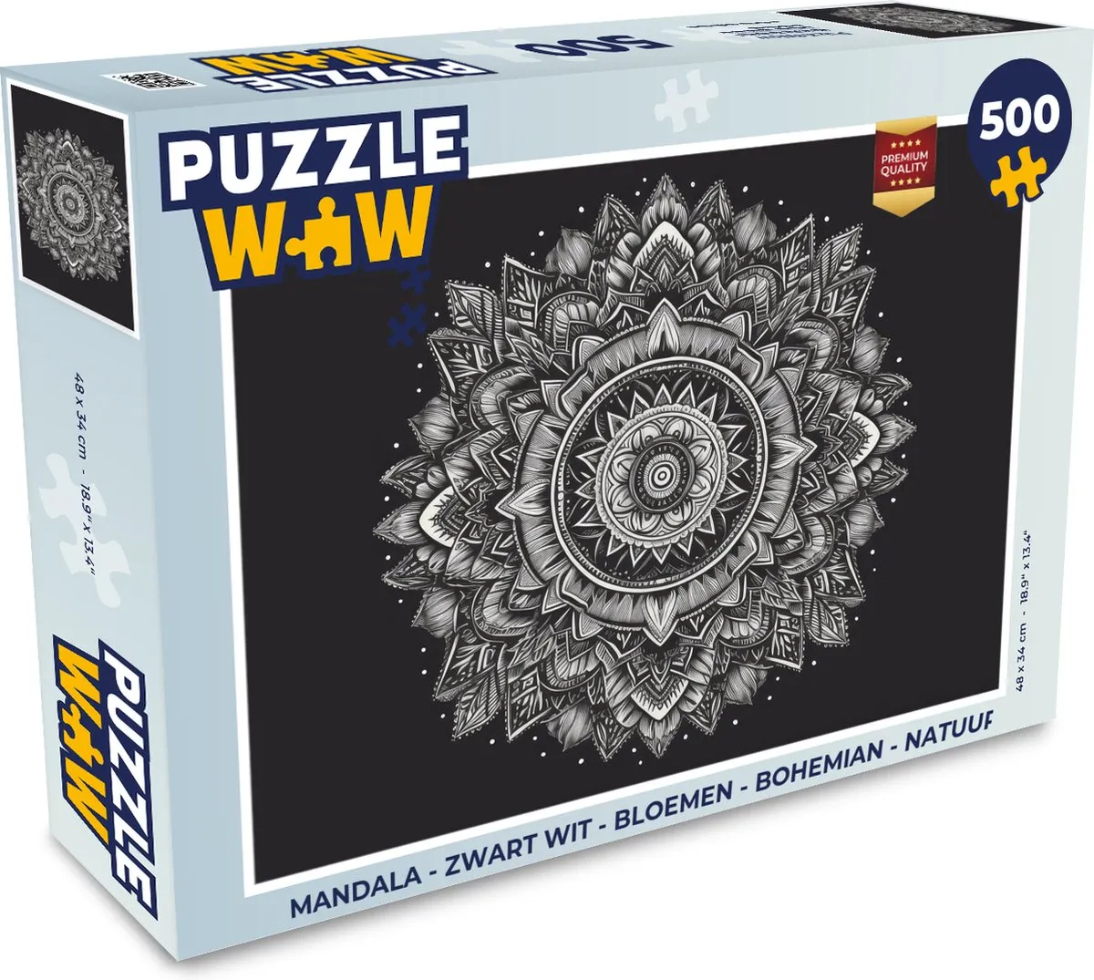 PuzzleWow Mandala Bloemen Puzzel 500 Stuks