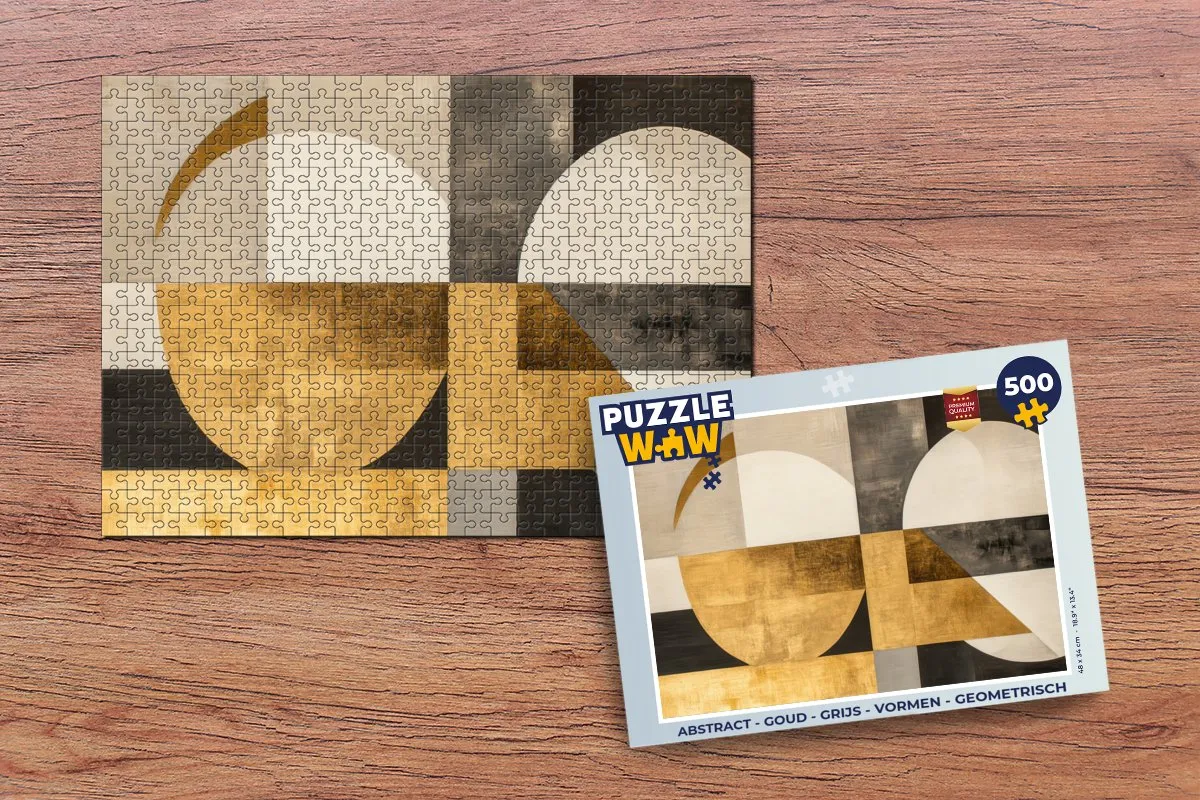 PuzzleWow Abstract Puzzel 500 Stuks - Goud/Beige