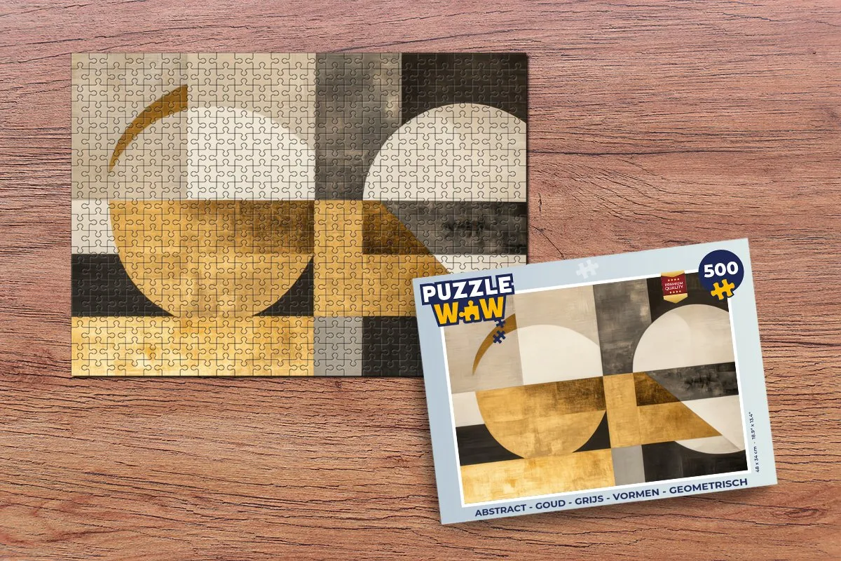 PuzzleWow Abstract Puzzel 500 Stuks - Goud/Beige
