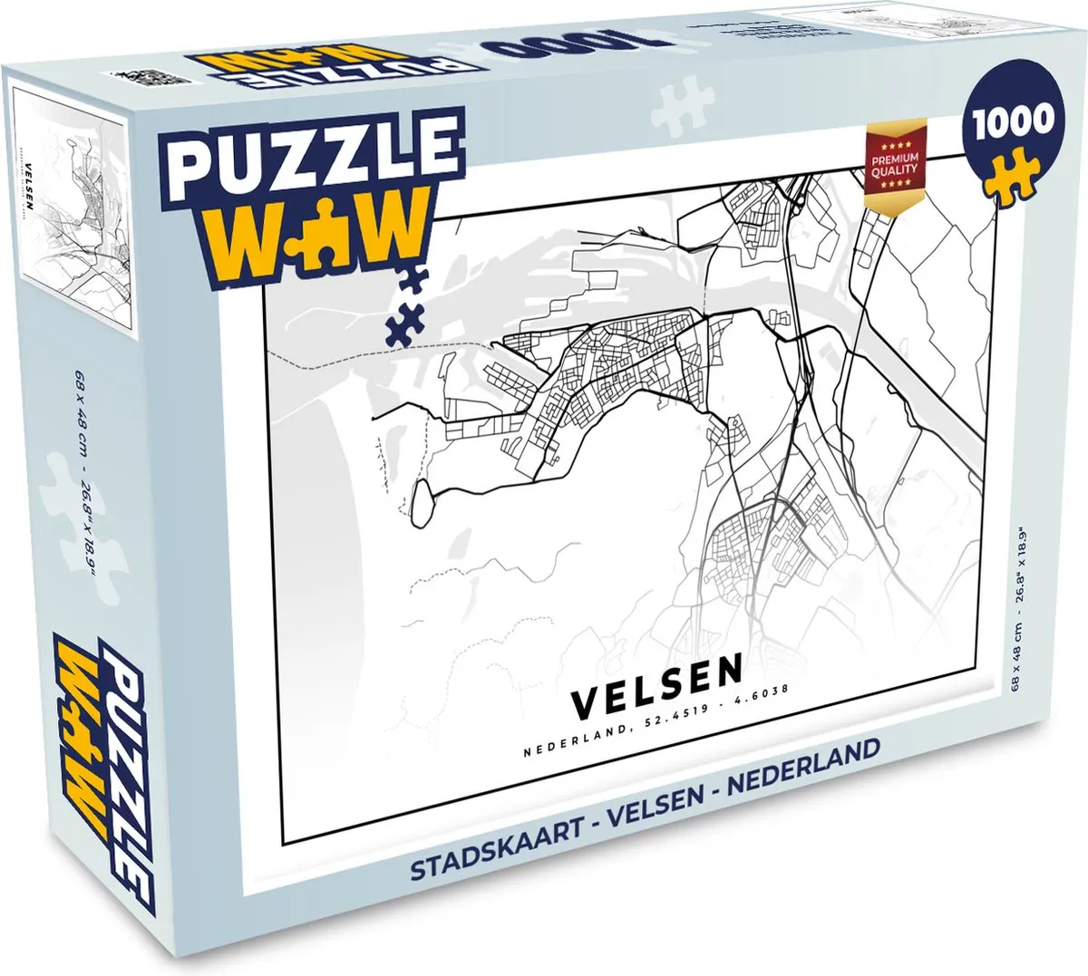 PuzzleWow Stadskaart Velsen Nederland Legpuzzel 1000 Stuks