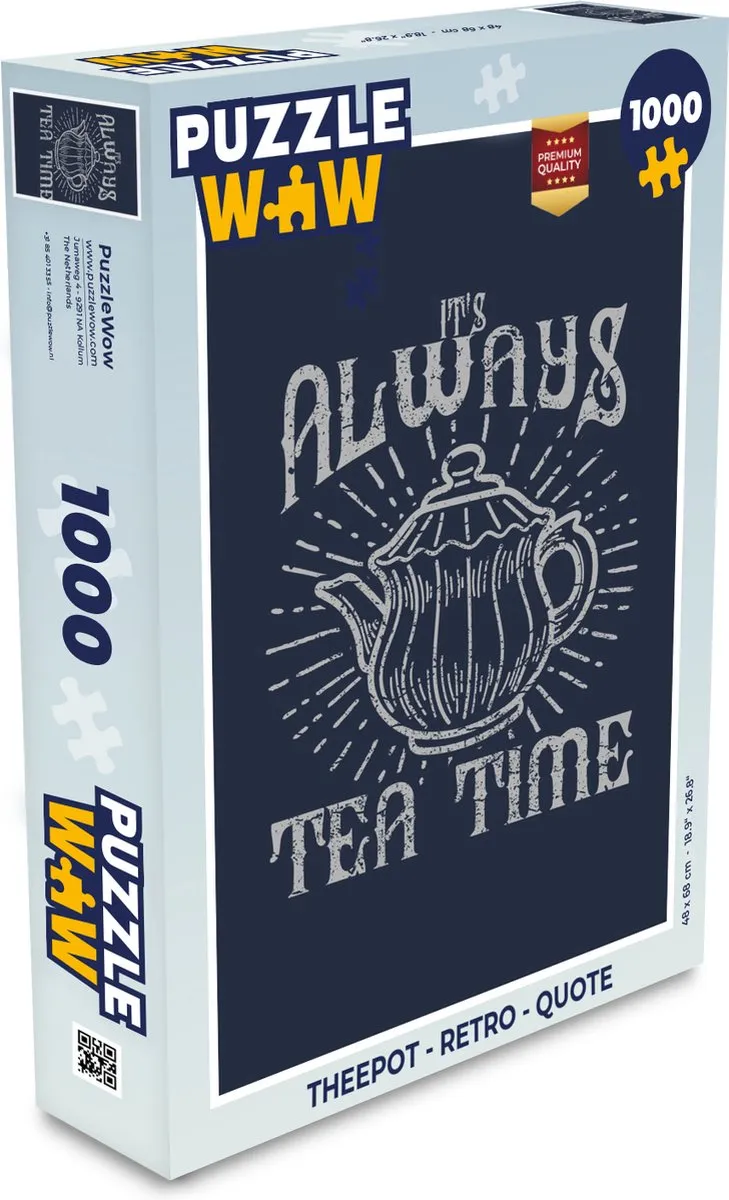 PuzzleWow Theepot Retro Legpuzzel 1000 Stuks