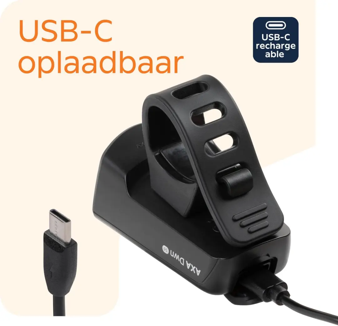 AXA Down 50 USB Koplamp 50 Lux - Zwart - afbeelding 6 van 6