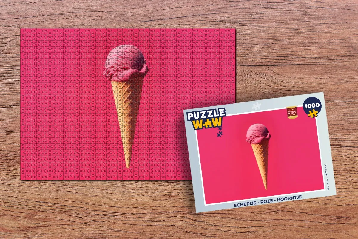 PuzzleWow Schepijs Legpuzzel 1000 Stuks - Roze Hoorntje