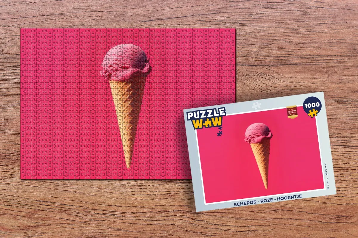 PuzzleWow Schepijs Legpuzzel 1000 Stuks - Roze Hoorntje