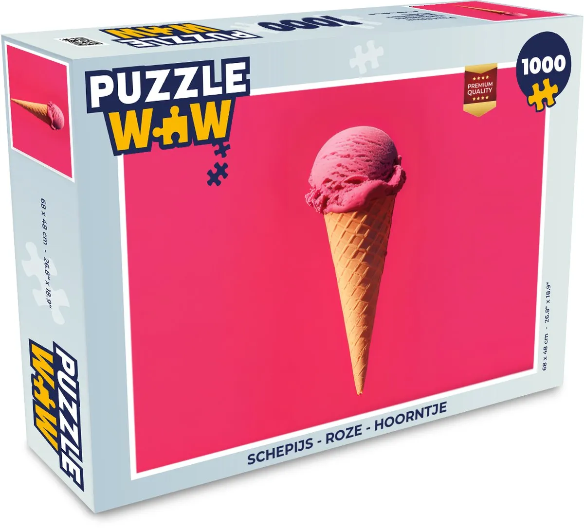 PuzzleWow Schepijs Legpuzzel 1000 Stuks - Roze Hoorntje