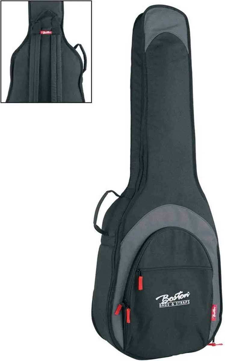 Akoestische gitaartas voor Basgitaar Boston AB-25-BG gevoerd 25mm Zwart en Grijs