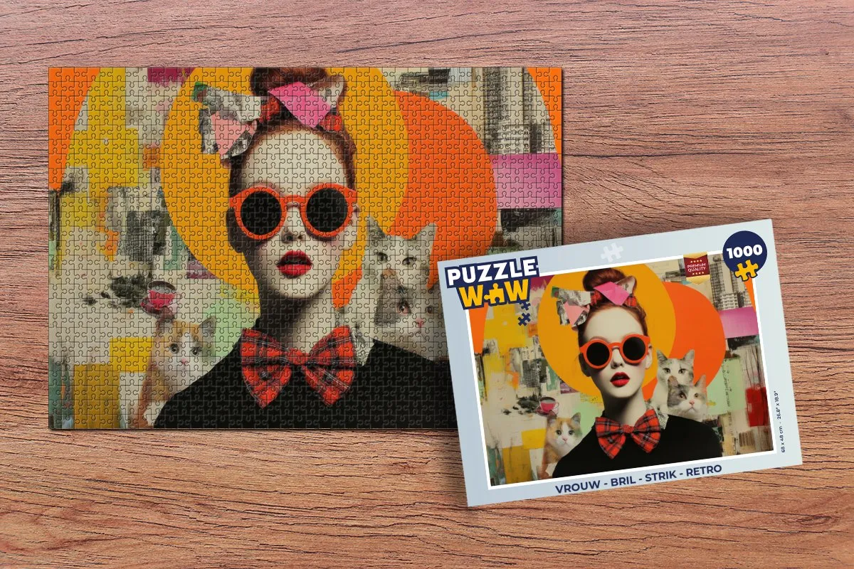 PuzzleWow Retro Strik Bril Puzzle - 1000 Stukken