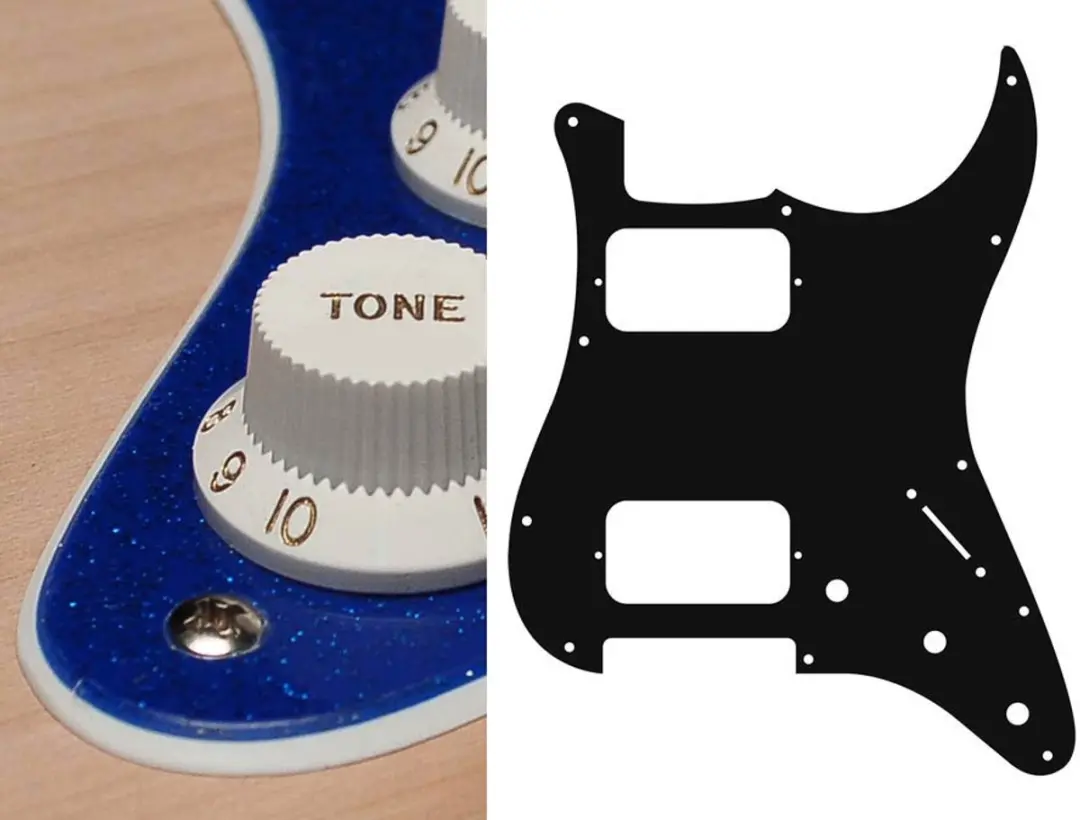Boston ST-233-SBU pickguard, Stallion, HH, 3 pot holes, 3-5 switch, 2 ply, spark