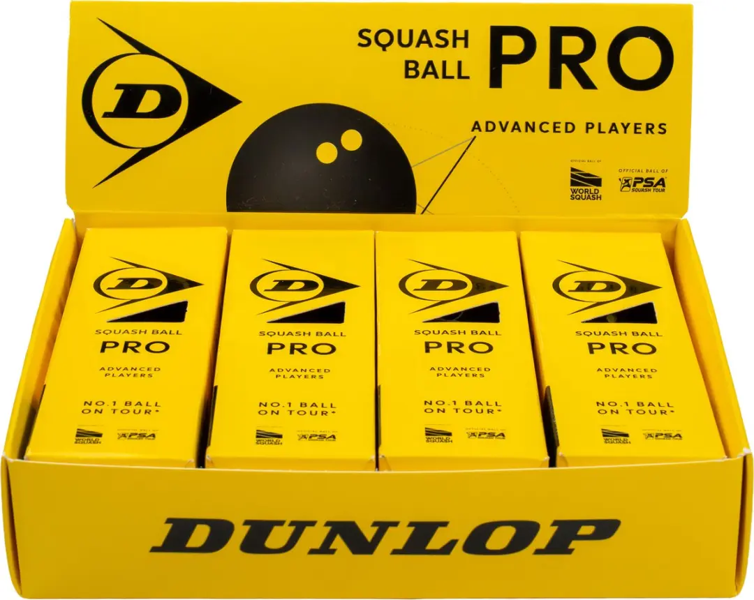 Dunlop- Squash ball- Pro 12x1 Ball- Black/Yellow