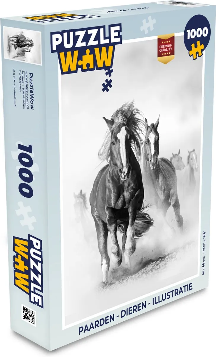 PuzzleWow Paarden Legpuzzel 1000 Stuks - Multicolor
