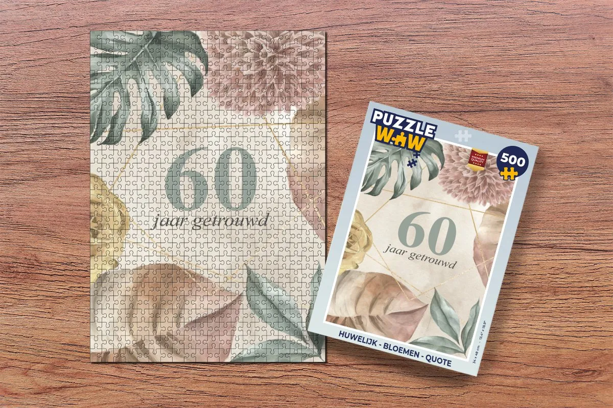 PuzzleWow 60 Jaar Getrouwd Legpuzzel 500 Stuks - Multicolor
