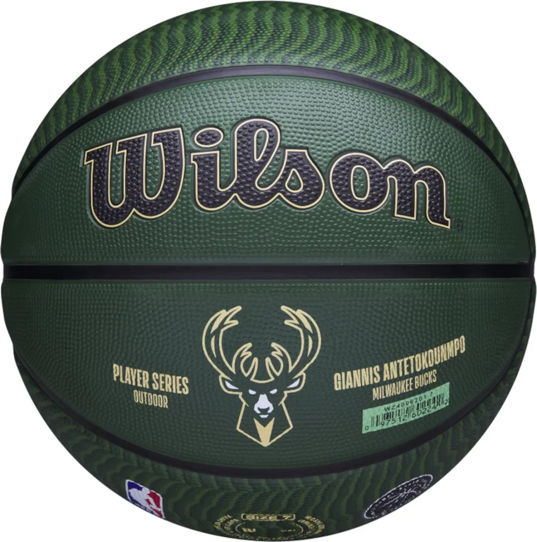 Wilson NBA Player Icon Outdoor Giannis Antetokounmpo Basketbal - Maat 7 - Groen - afbeelding 4 van 6